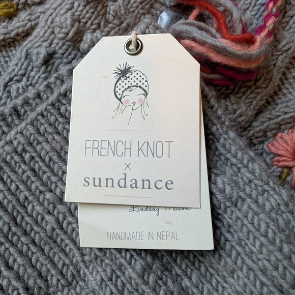 French Knot x Sundance Heritage Bloom Gray Sweater Cardigan Women's Small - Picture 6 of 8